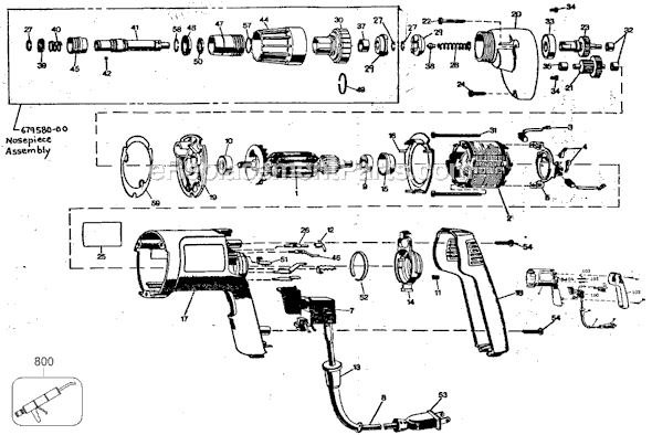 Page A Diagram and Parts List for 288 Type 100 Black and Decker Electric Drill